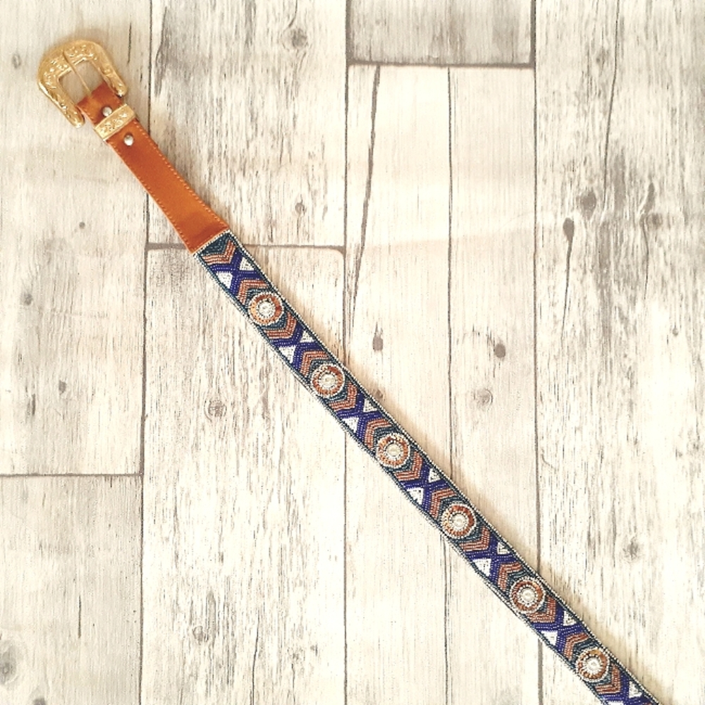 Free People Beaded Western Belt